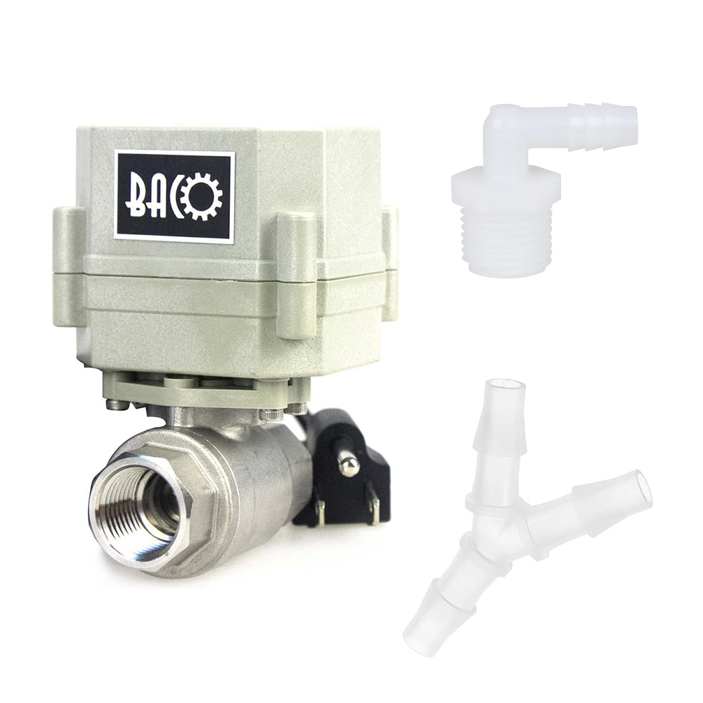 1/2" Stainless Steel Motorized Ball Valve CO2 Scrubber Barb Kit