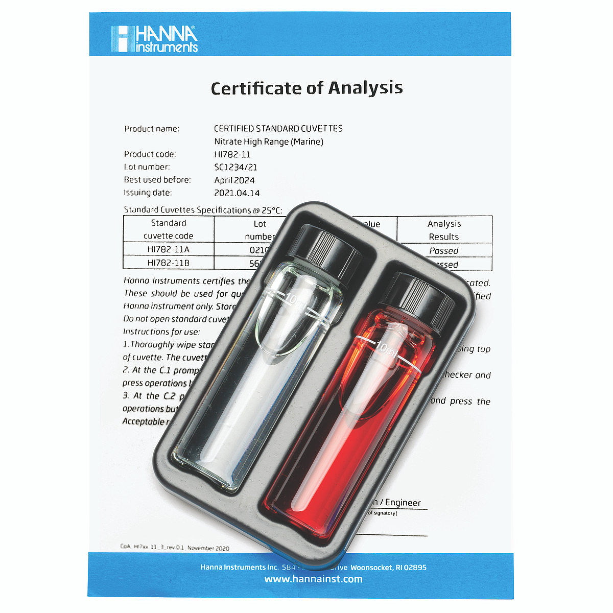 HI782-11 Marine Nitrate High Range Calibration Check Set