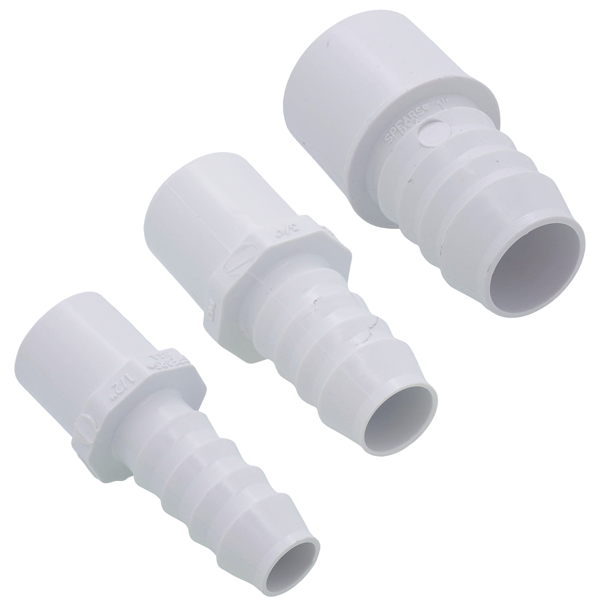 White Pipe Adapter Spigot x Barb