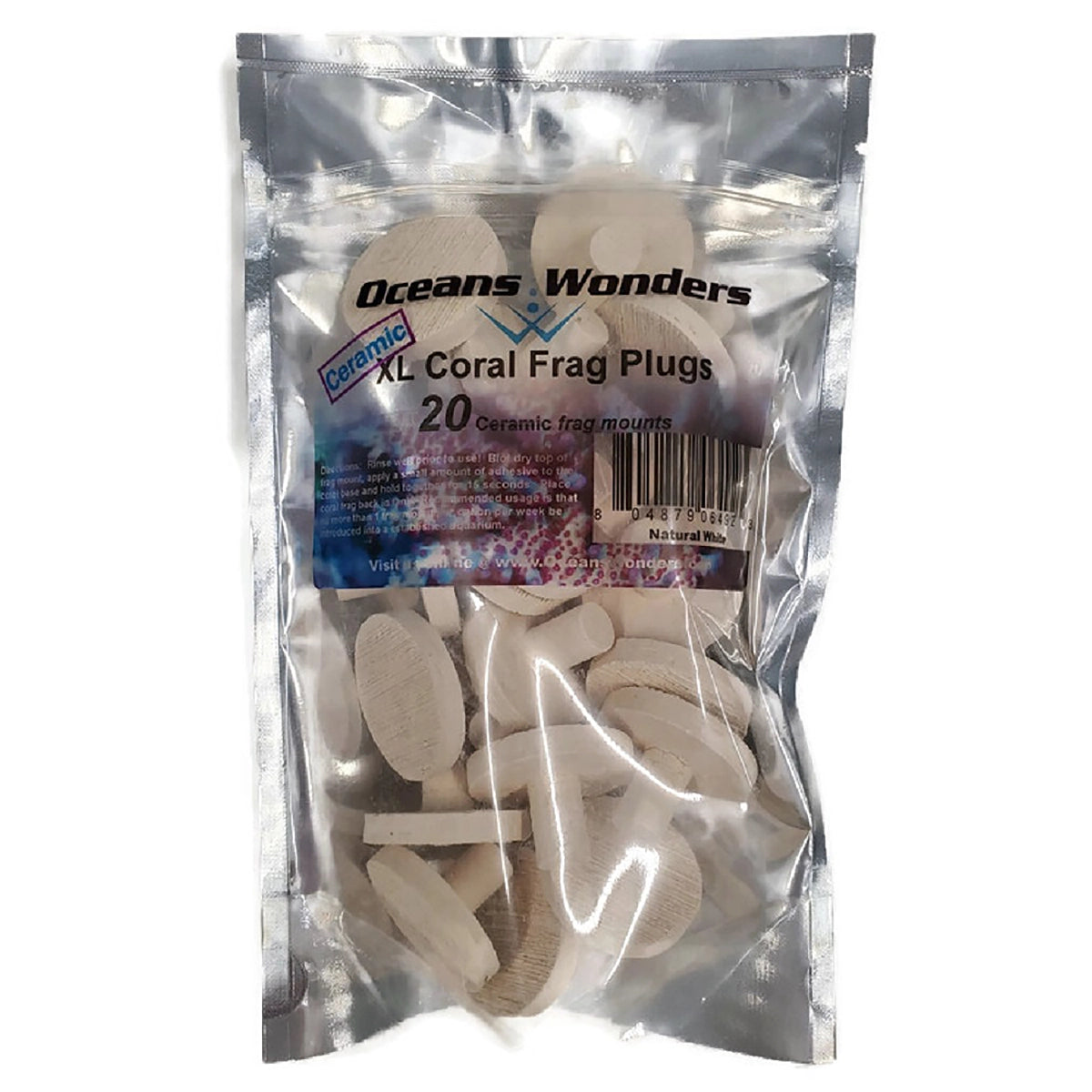 Natural White XL Ceramic Coral Frag Plugs