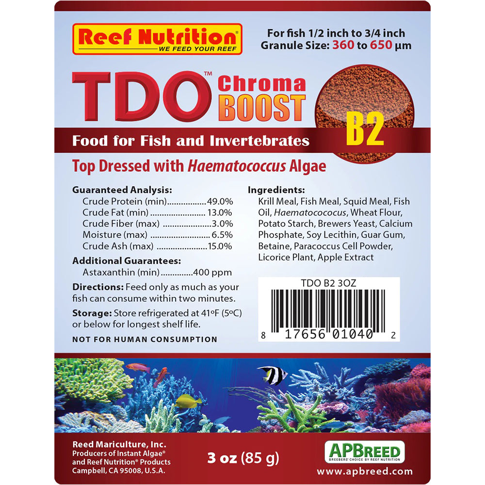TDO-B2 Chroma Boost Fish Food 3 oz
