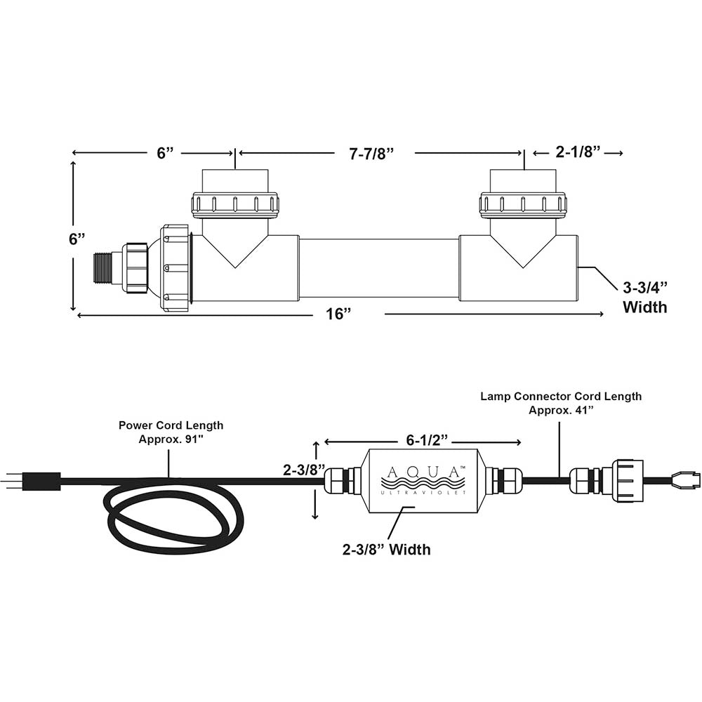 15 Watt Classic UV Sterilizer 3/4" Barb - White Body